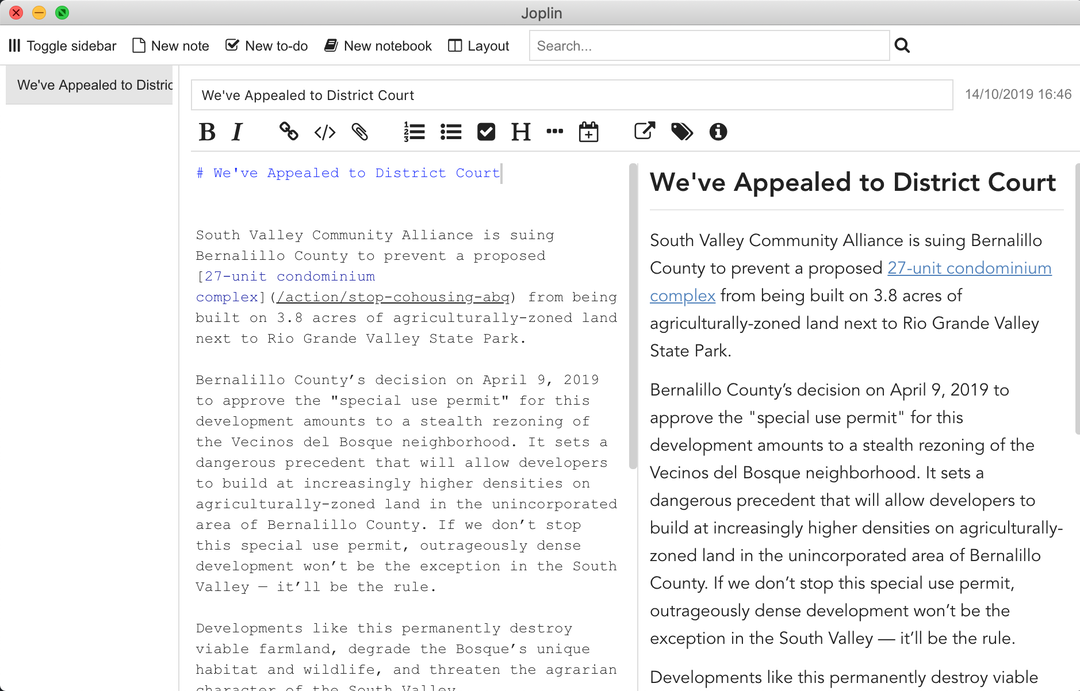Joplin Markdown application