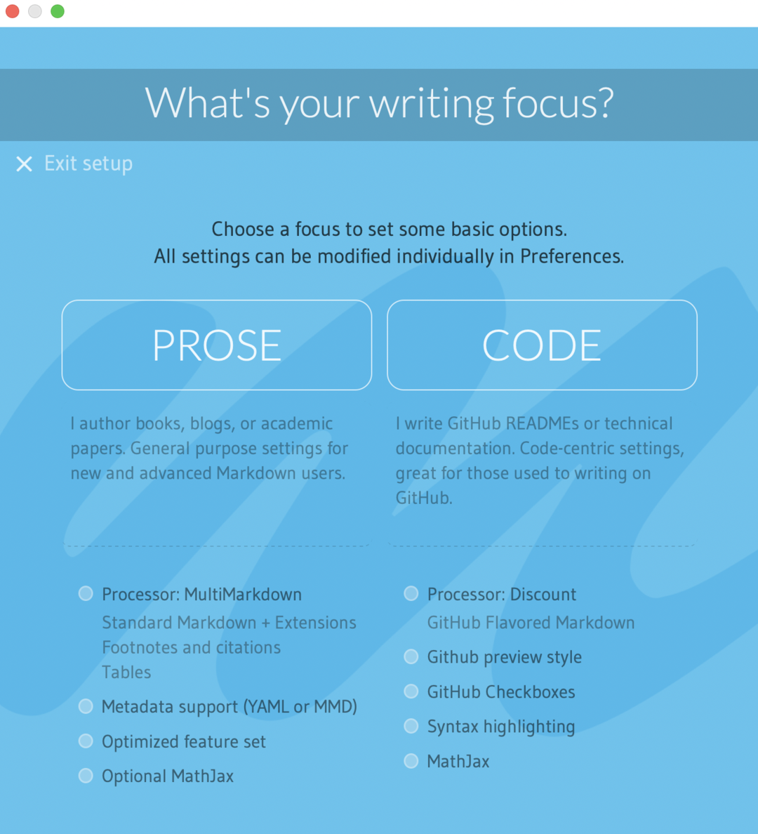 The Marked 2 processor selection.