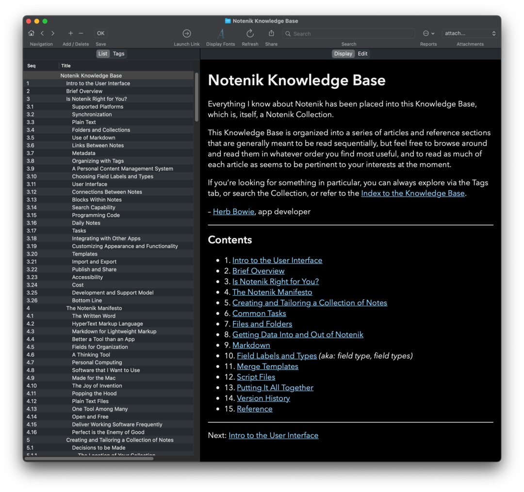 The Notenik Knowledge Base opened in Notenik