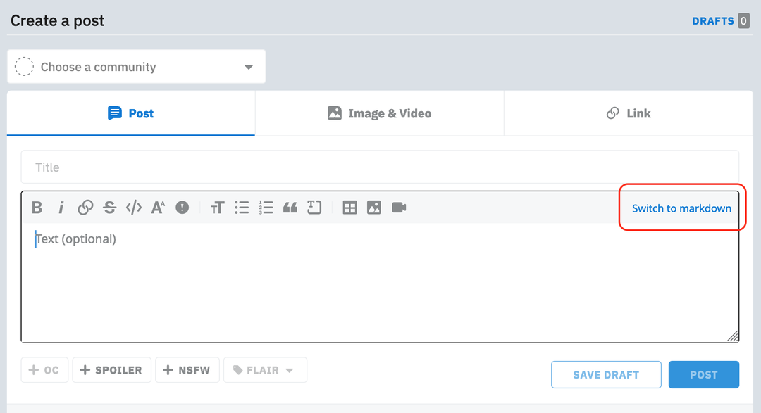 Switching to Markdown on Reddit.com