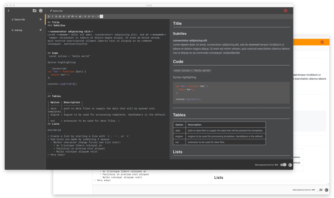Znote Markdown application